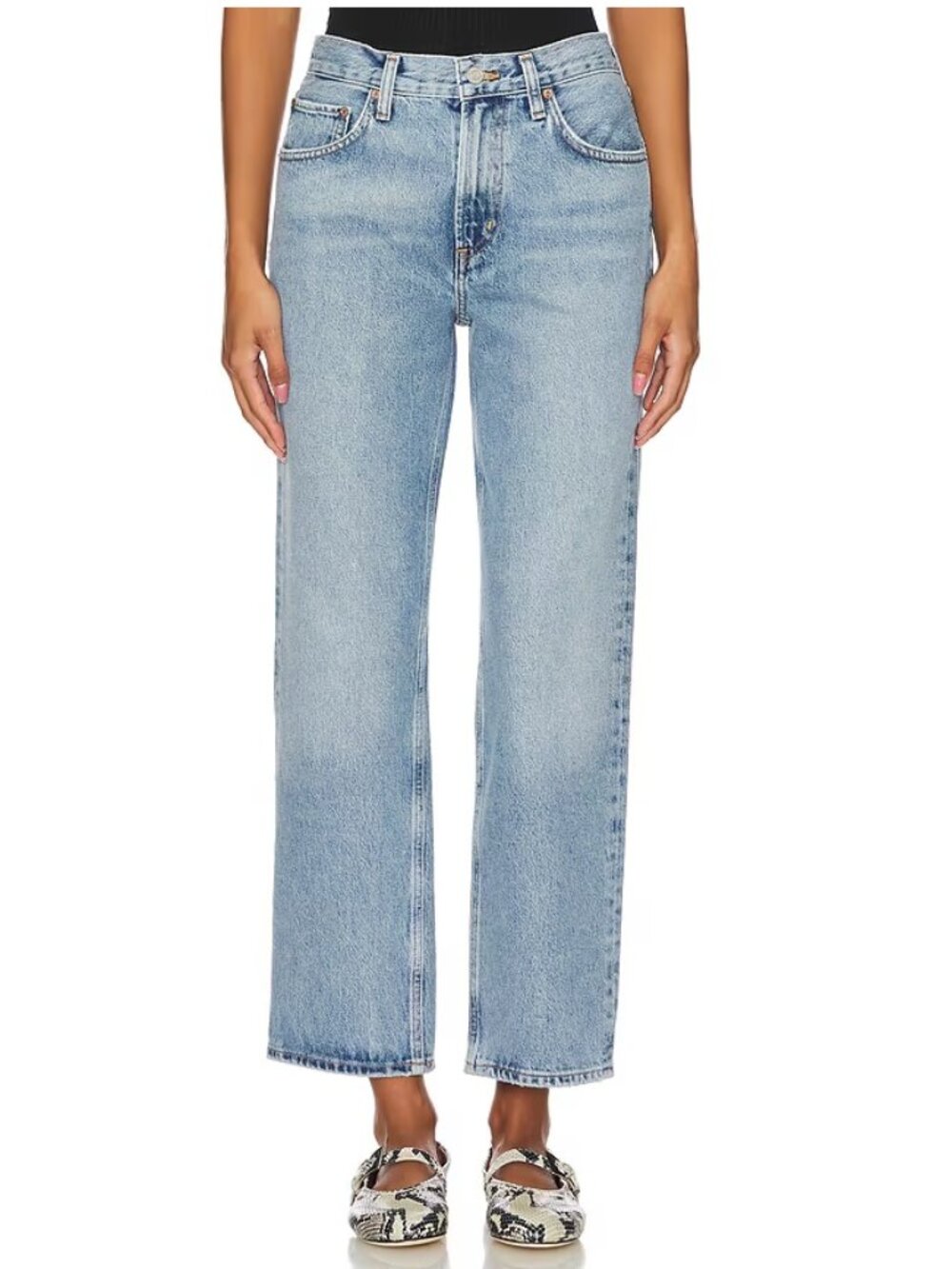 NWOT $238 AGOLDE VALEN STRAIGHT LEG DENIM JEANS IN MED BLUE SIZE 27